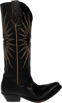 Golden Goose Zwarte Leren Laarzen met Ster Inleg Black Dames