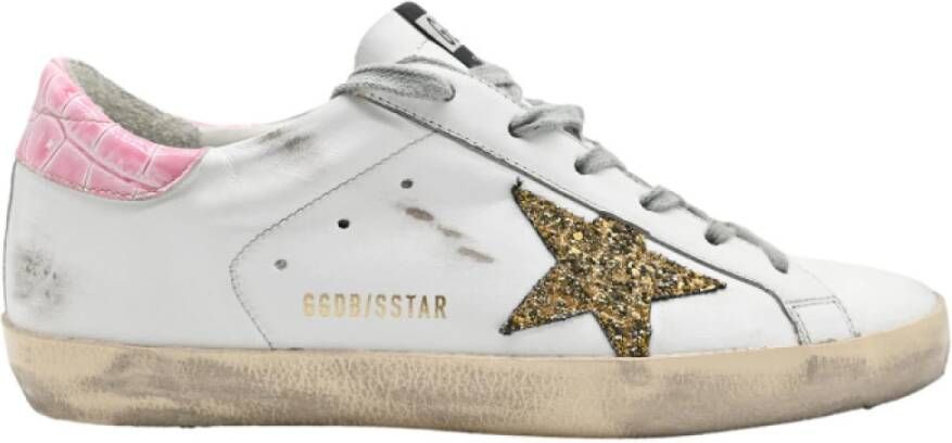 Golden Goose Wit Goud Glitter Ster Sneakers White Dames