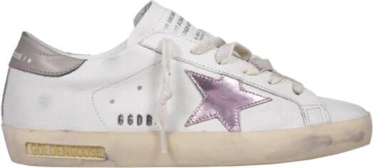 Golden Goose Wit Roze Grijs Super-Star Leren Hak Wit Dames