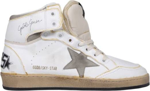 Golden Goose Wit Taupe Sky Star Nappa Suede Nylon Tong Wit Heren