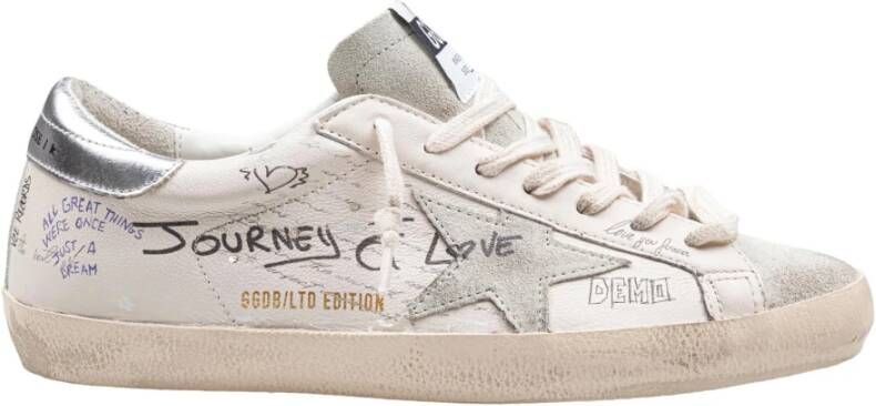 Golden Goose Witte en zilveren leren sneakers White Heren
