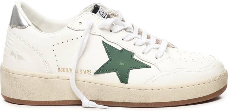Golden Goose Witte Groene Sneakers met Ster Applicatie