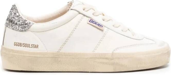 Golden Goose Low-Top Sneakers Low-Top White Leather Sneakers With Glitter Heel T in wit