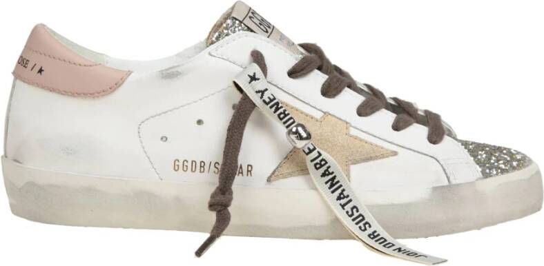 Golden Goose Witte Leren Glitter Sneakers Vintage Stijl White Dames
