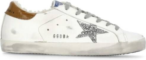 Golden Goose Witte Leren Glitter Ster Sneakers