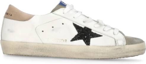 Golden Goose Witte Leren Glitter Ster Sneakers