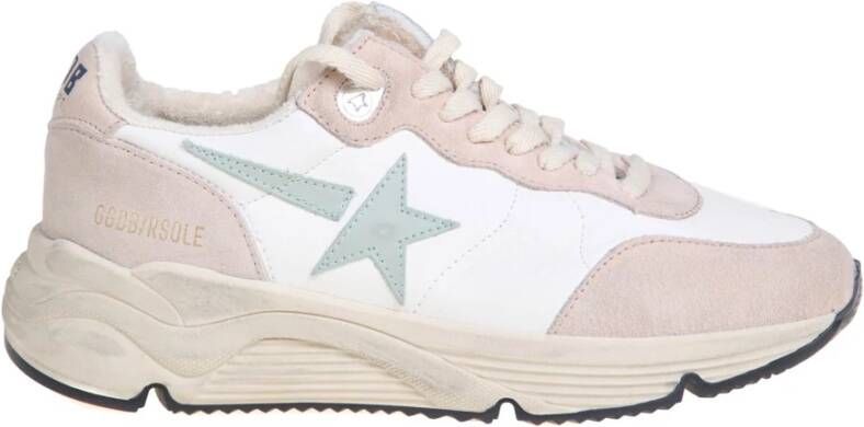 Golden Goose Witte en naakte leren sneakers met hardloopzool Pink Dames