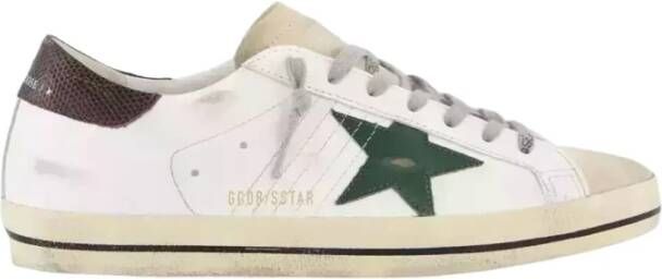 Golden Goose Witte leren sneakers met groene ster White Heren