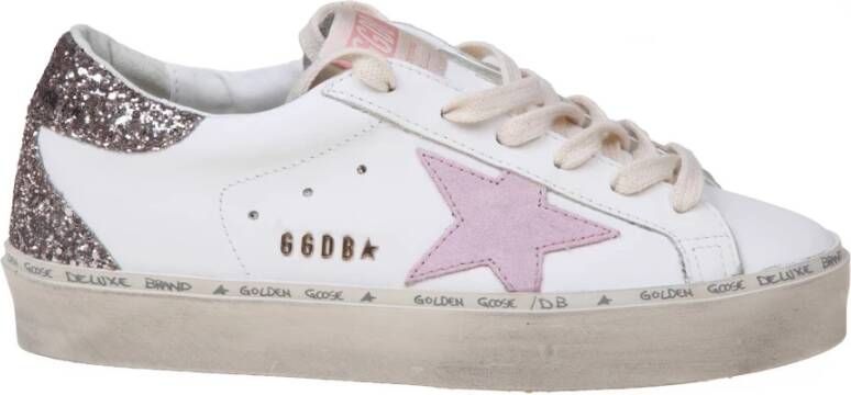 Golden Goose Witte Leren Sneakers met Roze Details White Dames