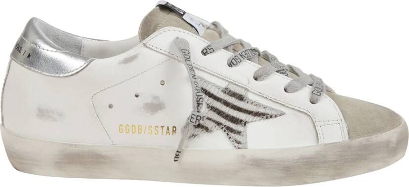 Golden Goose Witte leren sneakers met zebraprint