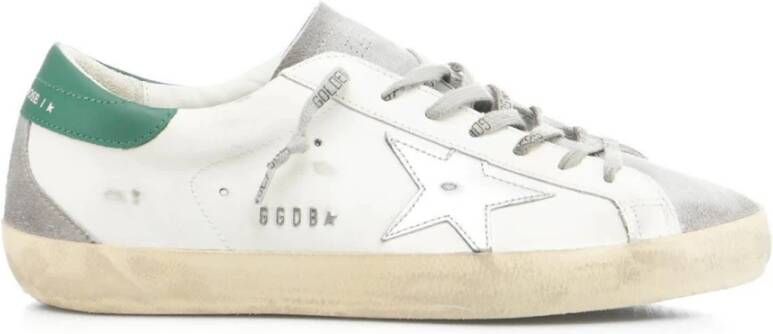 Golden Goose Witte Leren Superstar Sneakers met Groene Hak White Heren