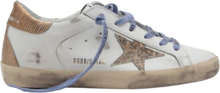 Golden Goose Witte leren Super-Star sneakers met luipaardprint White Dames