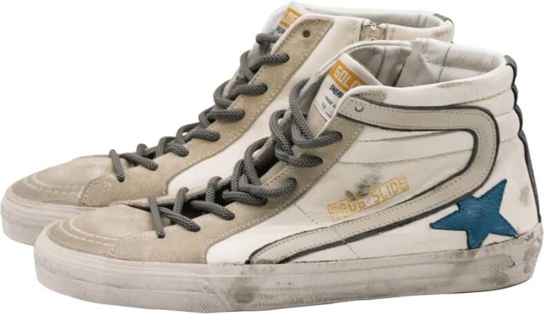 Golden Goose Witte Marmer Blauwe Slide Sneaker White Heren