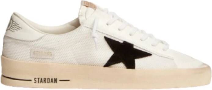 Golden Goose Witte mesh homme met zwarte suède ster White Heren