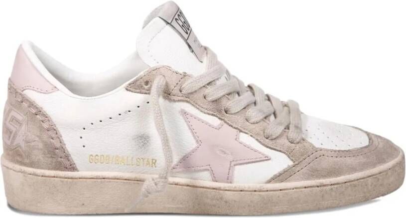 Golden Goose Witte Roze Beige Ballstar Sneakers