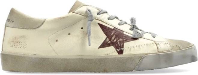 Golden Goose Sneakers Super-Star Met Lijst Gedrukte Ster Geborduurd Beige Heren