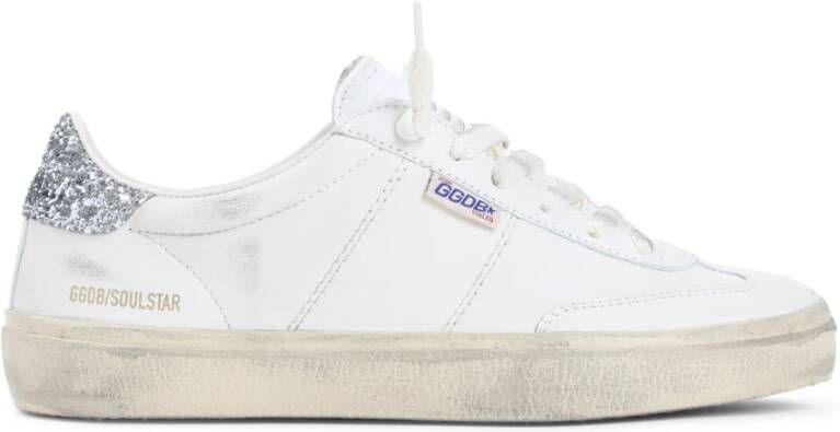 Golden Goose Low-Top Sneakers Low-Top White Leather Sneakers With Glitter Heel T in wit