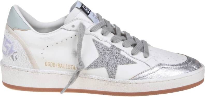 Golden Goose Witte Zilveren Leren Sneakers White Dames