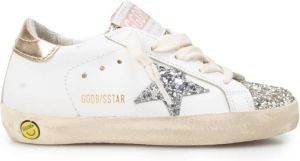 Golden Goose Young Super-Star Sneakers With Silver Glitter Star And Platinum Glitter Tongue Wit Dames