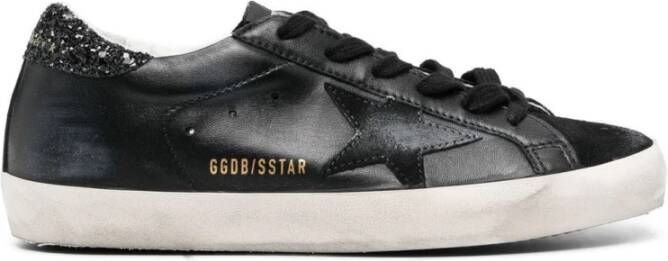 Golden Goose Super-Star Nappa Bovenwerk Suède Neus en Sterren Glitter Hak Black Dames