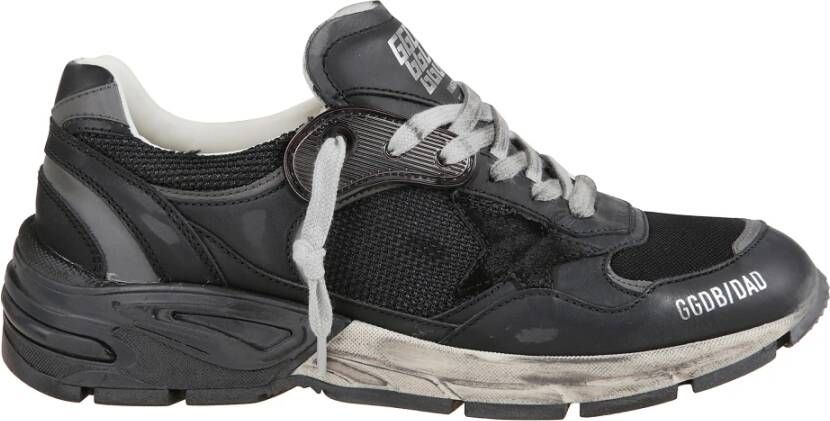 Golden Goose Zwarte leren sneakers met vintage touch