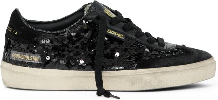 Golden Goose Zwarte Paillet Sneakers Suède Neus