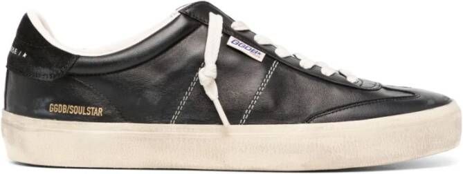 Golden Goose Zwarte leren vetersneakers rubberen zool Black Heren
