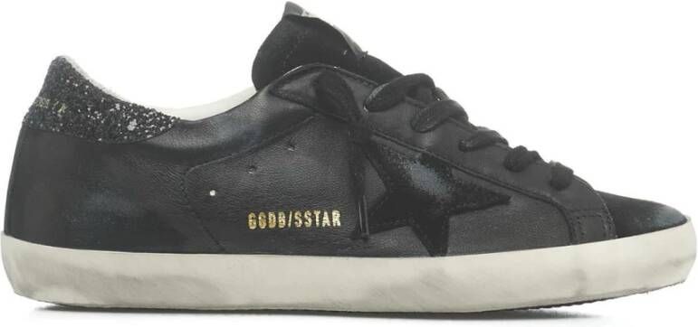 Golden Goose Super-Star Nappa Bovenwerk Suède Neus en Sterren Glitter Hak Black Dames