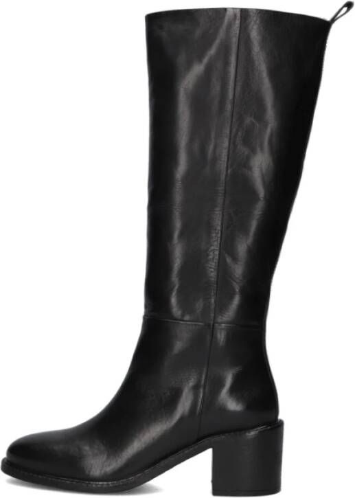 Goosecraft Elegante Zwarte Leren Kniehoge Laarzen Black Dames