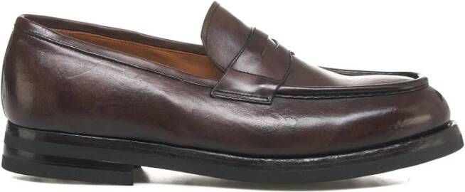 Green George Bruin Leren Loafers Brown Heren