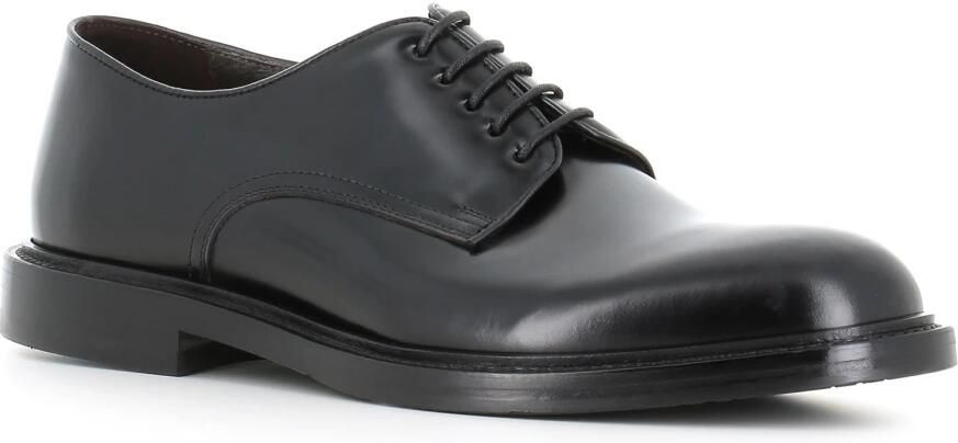 Green George Zwarte Geborsteld Leren Derby Schoenen