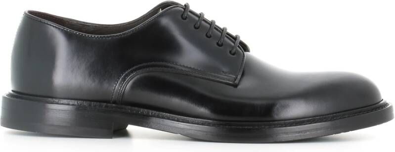 Green George Zwarte Geborsteld Leren Derby Schoenen