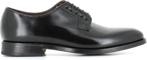 Green George Zwarte geborsteld leren Derby schoenen Black Heren