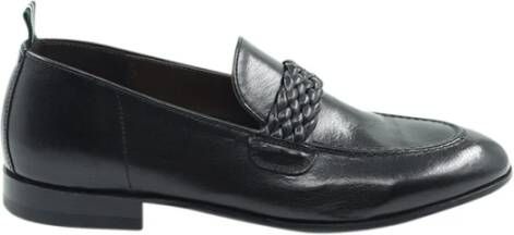 Green George Zwarte geweven mocassin platte schoenen