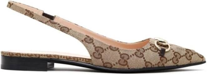Gucci Beige Platte Schoenen met Horsebit Detail