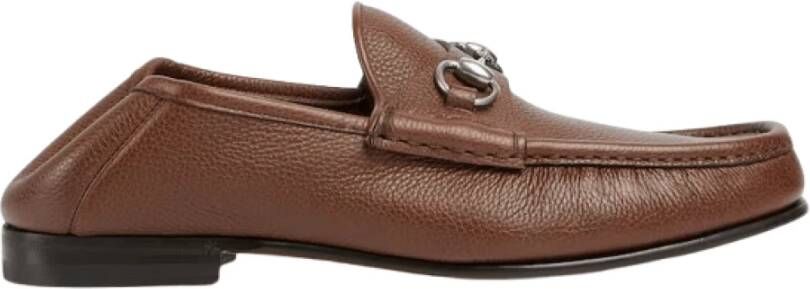 Gucci Bruine Horsebit Loafers met Moc Stitching