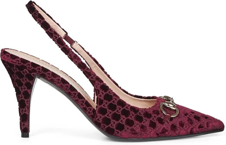 Gucci Burgundy Velvet Enkelband Sandalen