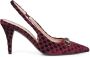 Gucci Burgundy Velvet Enkelband Sandalen - Thumbnail 1