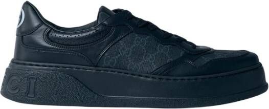 Gucci Canvas Leren Sneakers Ronde Neus