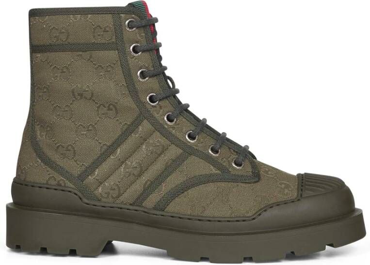 Gucci Canvas Veterschoenen met Webdetail