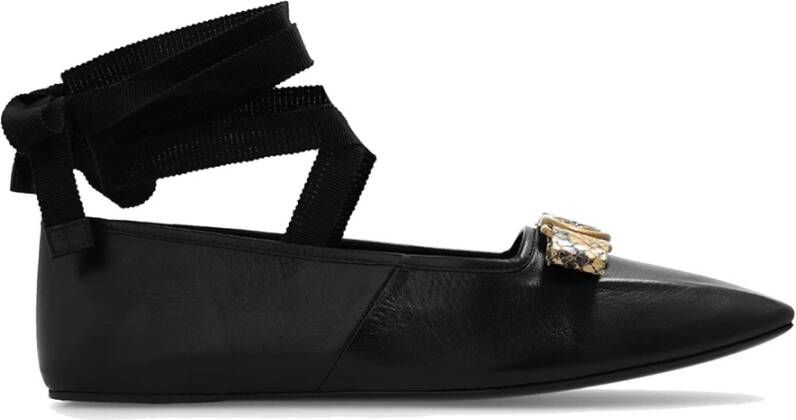 Gucci Klassieke Zwarte Leren Ballerina`s Black Dames