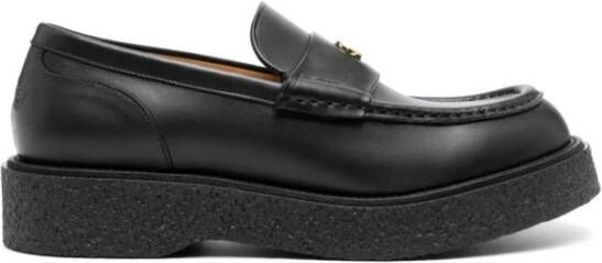 Gucci GG Logo Plaque Loafers Zwart Leer Black Heren