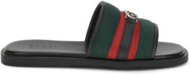 Gucci GG Motif Slider Sandalen met Zilveren Metalen Details