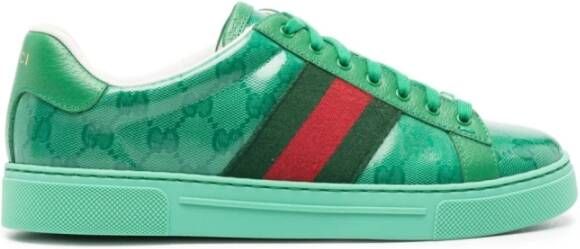 Gucci Groene Signature GG Crystal Canvas Sneakers Green Heren