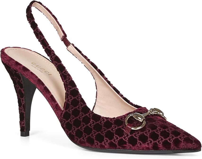 Gucci Burgundy Velvet Enkelband Sandalen