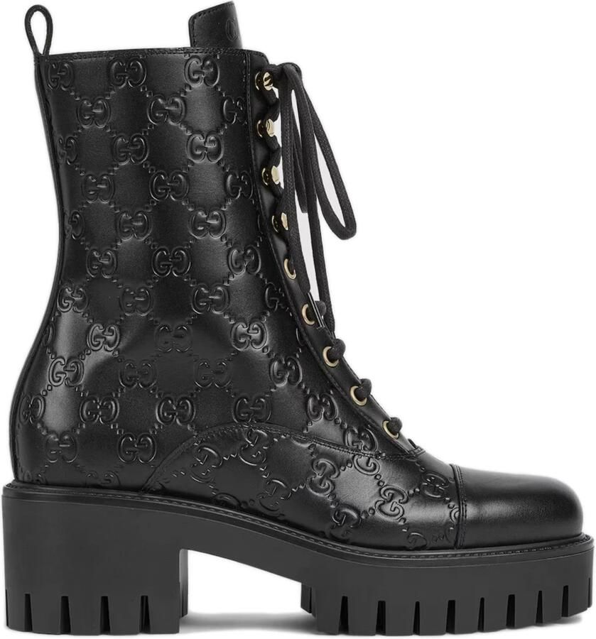 Gucci Enkellaars met veters en GG-motief