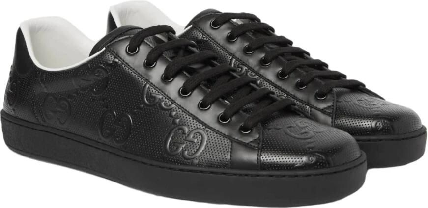 Gucci Geëmbosseerde Zwarte Sneakers - Foto 2