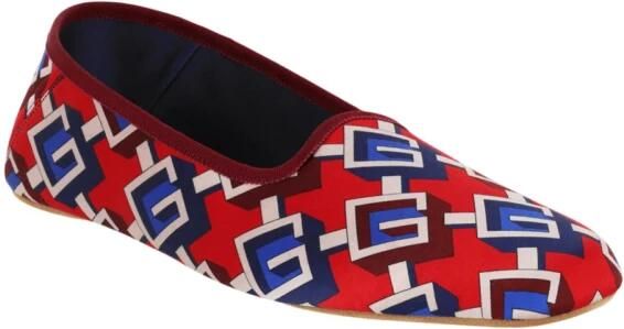 Gucci Geometric G Print Satin Voyage Slippers