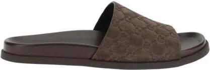 Gucci GG Motif Slider Sandalen met Suède
