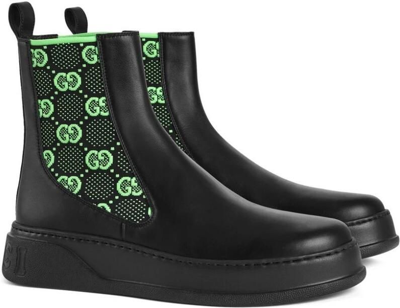 Gucci Leren High-Top Laarzen met Monogram Black